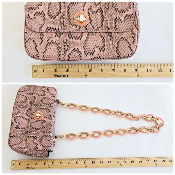 Topshop Shoulder Bag Pink Snake Print Baguette Maximalist Cocktail Party Kawaii - Picture 12 of 14